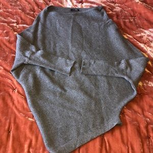 Gray asymmetrical, off the shoulder knit sweater